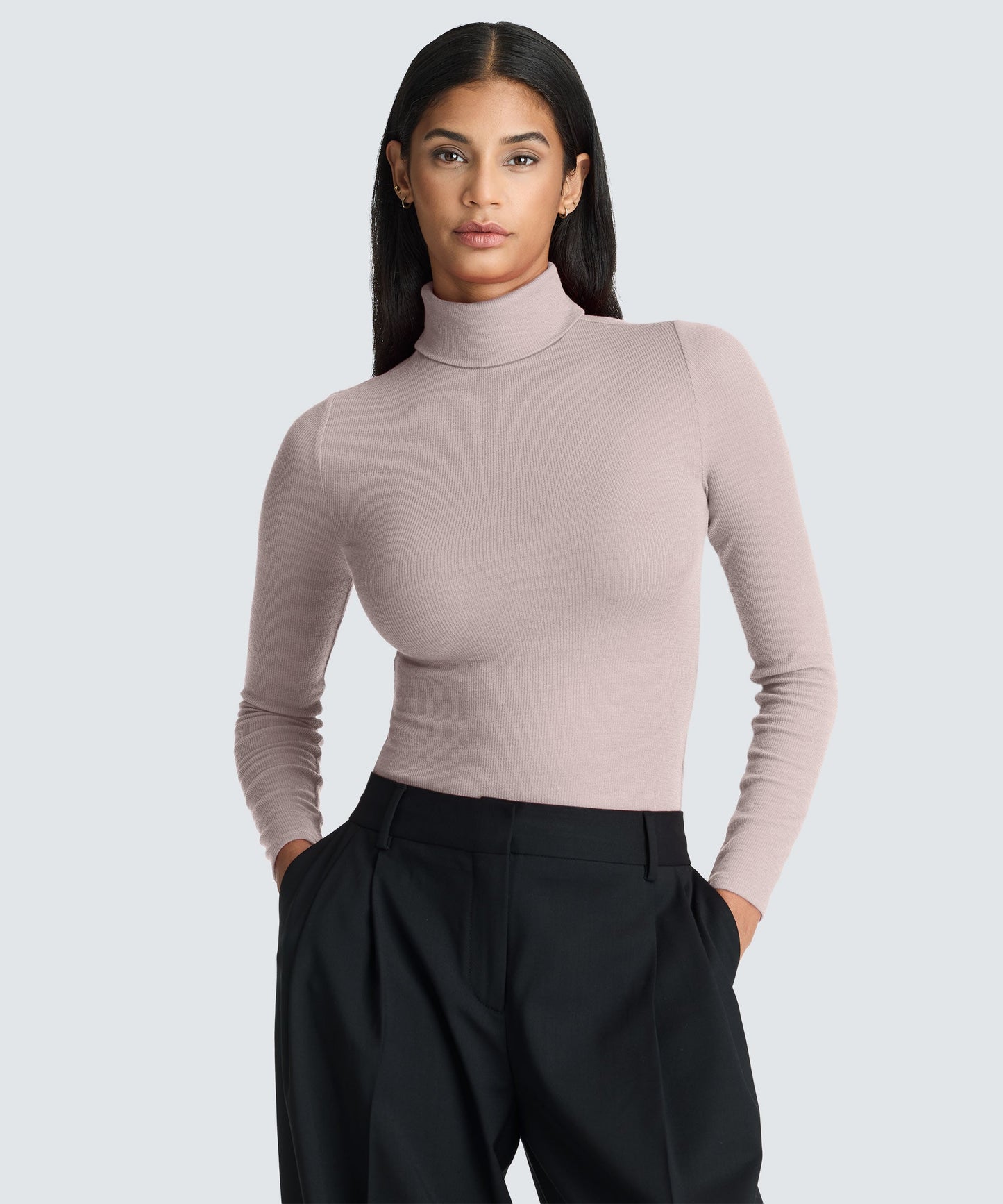 Women's Rib Turtle Neck Long Sleeve