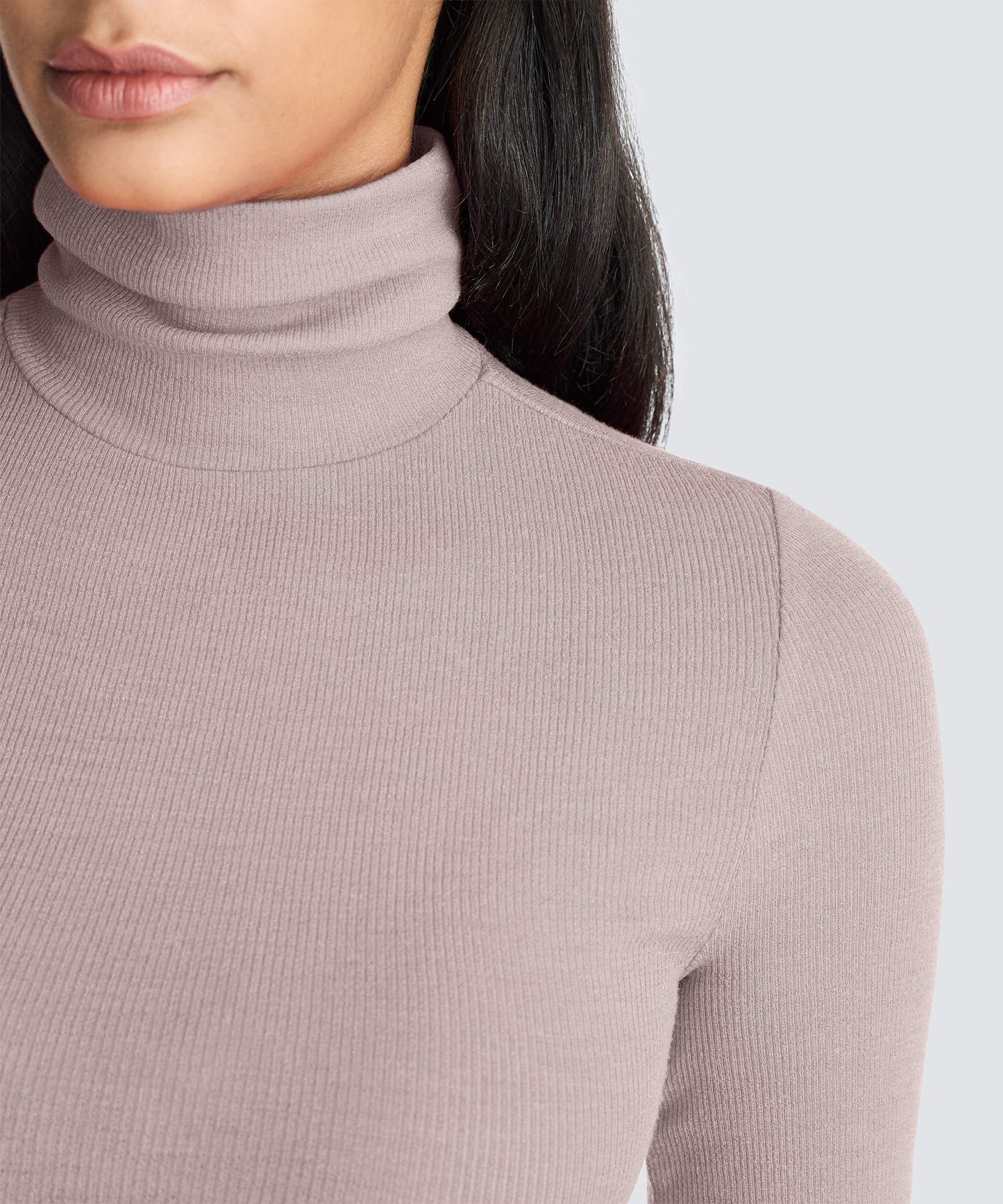 Women's Rib Turtle Neck Long Sleeve