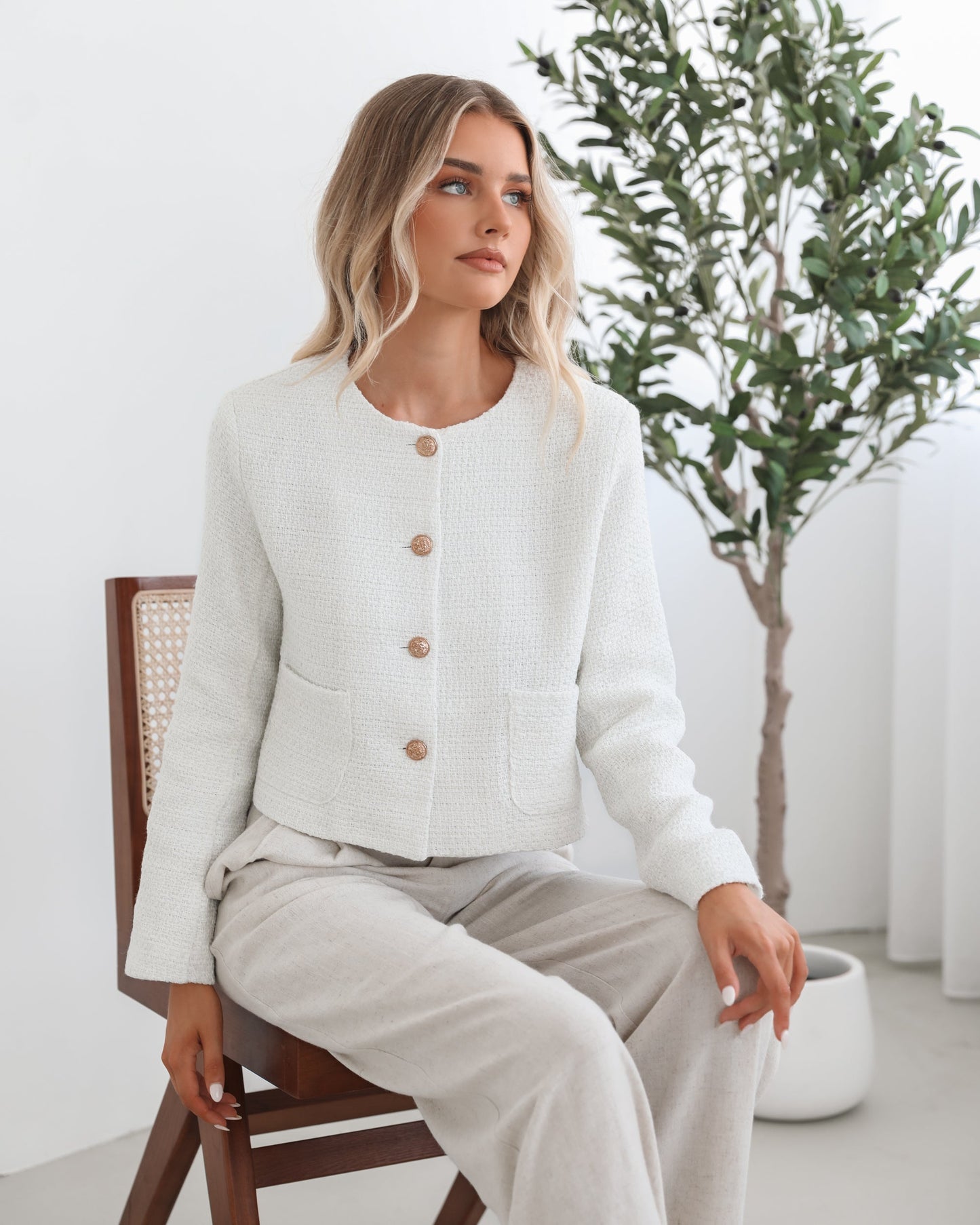 Valdivia White Jacket | Women's Cropped Jacket