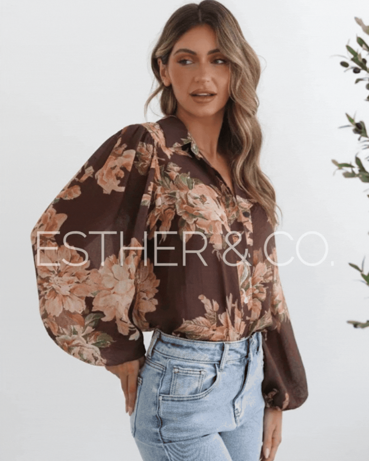 Veiga Blouse - Choc Floral | Women's Floral Print Blouse