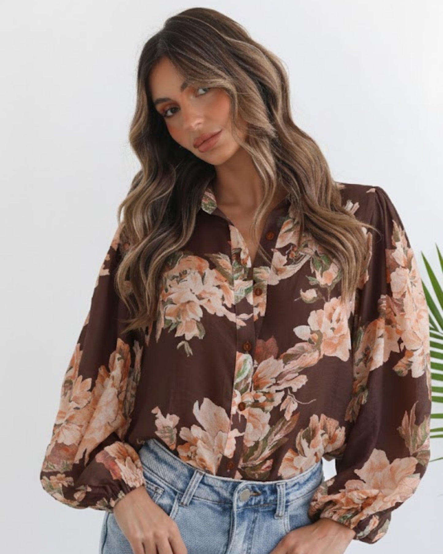 Veiga Blouse - Choc Floral | Women's Floral Print Blouse