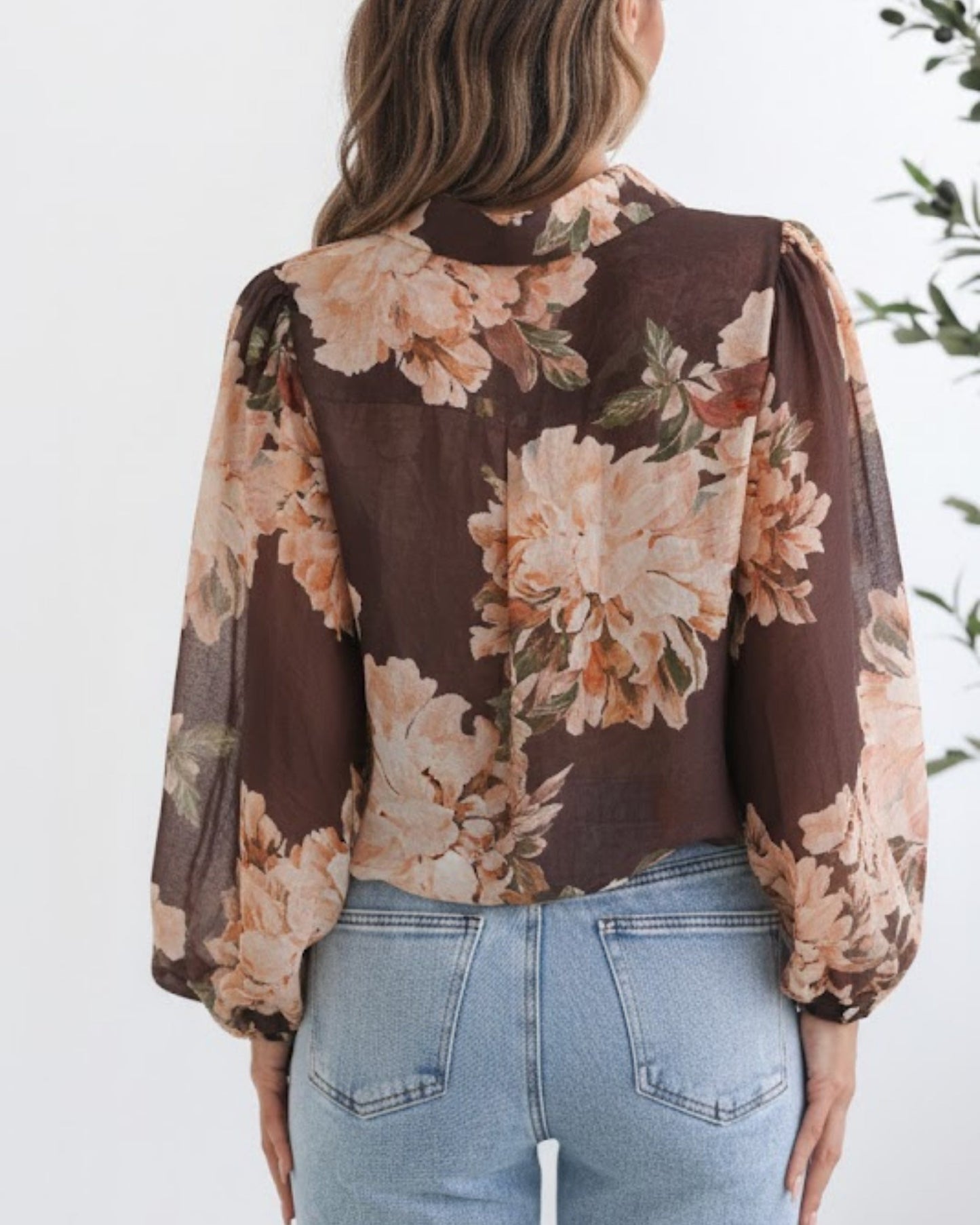 Veiga Blouse - Choc Floral | Women's Floral Print Blouse