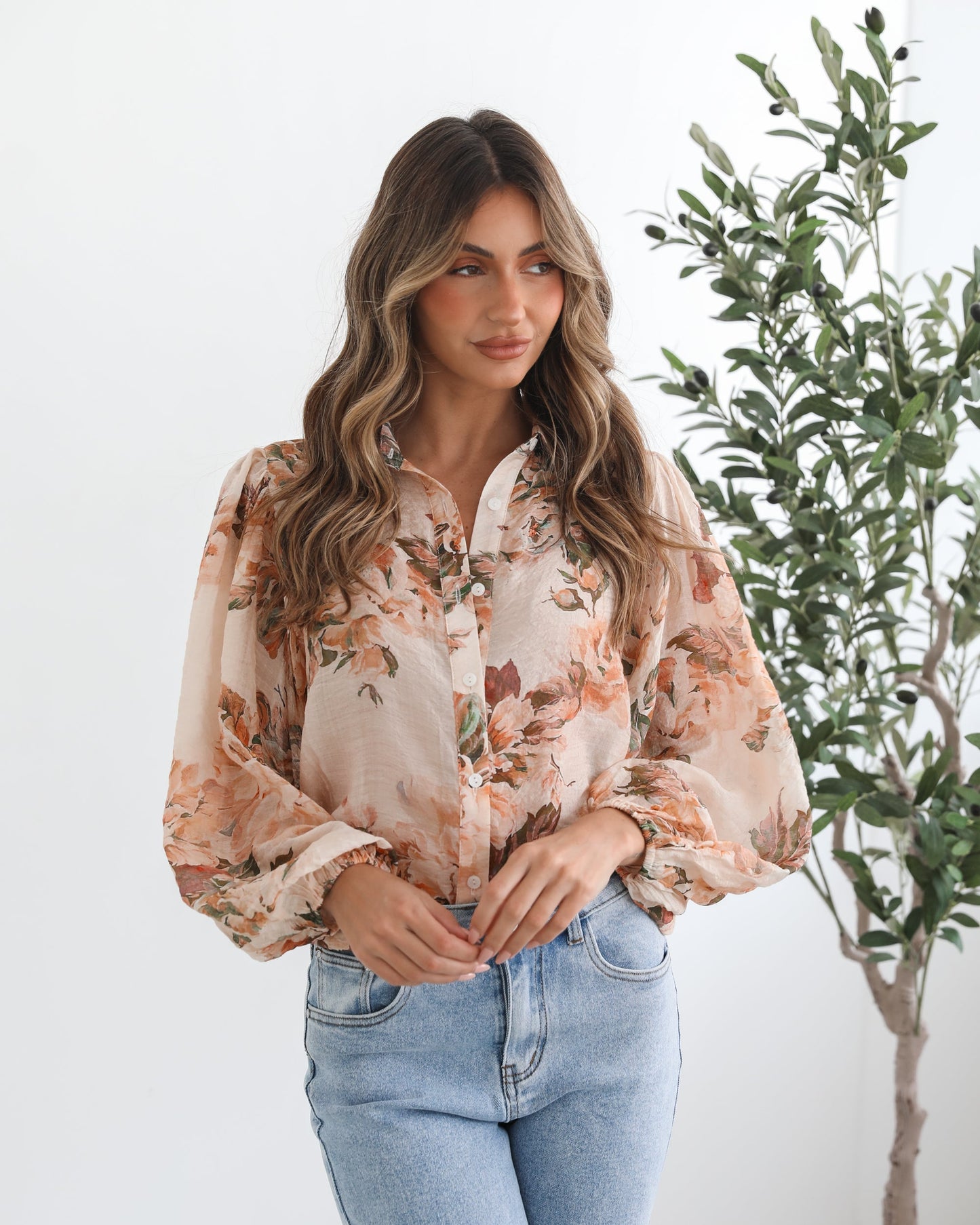 Veiga Blouse - Cream Floral | Women's Floral Print Blouse