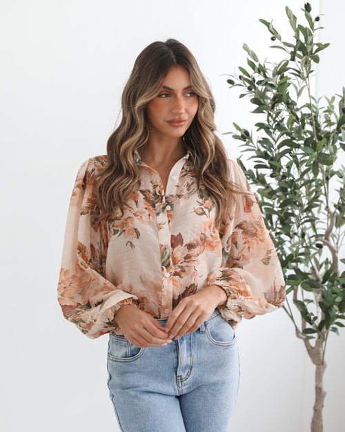 Veiga Blouse - Cream Floral | Women's Floral Print Blouse