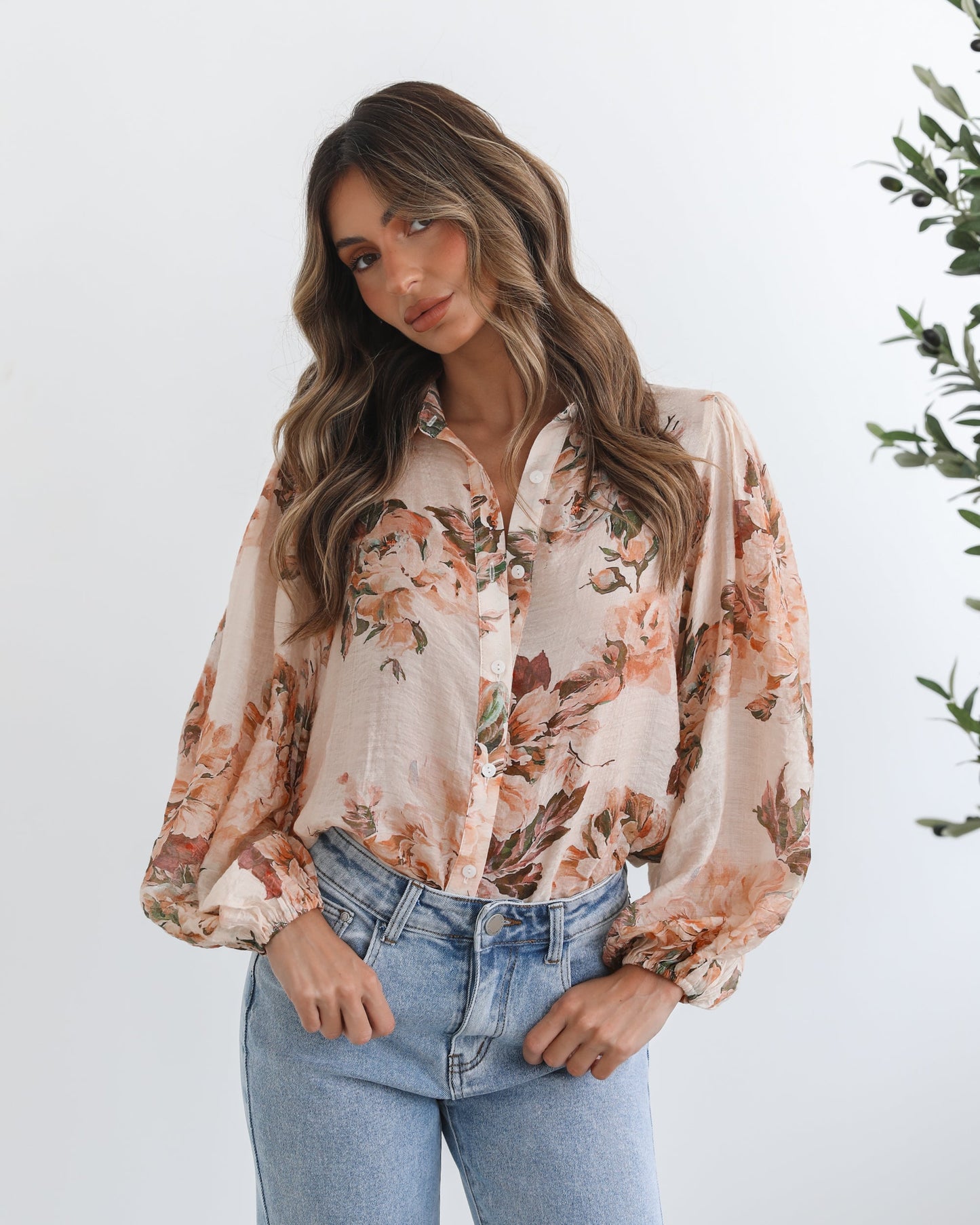 Veiga Blouse - Cream Floral | Women's Floral Print Blouse