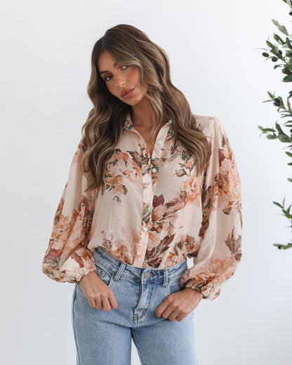 Veiga Blouse - Cream Floral | Women's Floral Print Blouse