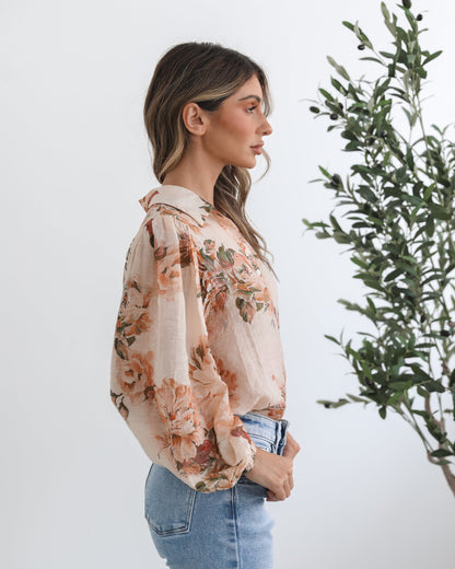 Veiga Blouse - Cream Floral | Women's Floral Print Blouse