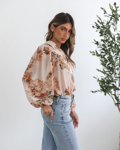 Veiga Blouse - Cream Floral | Women's Floral Print Blouse