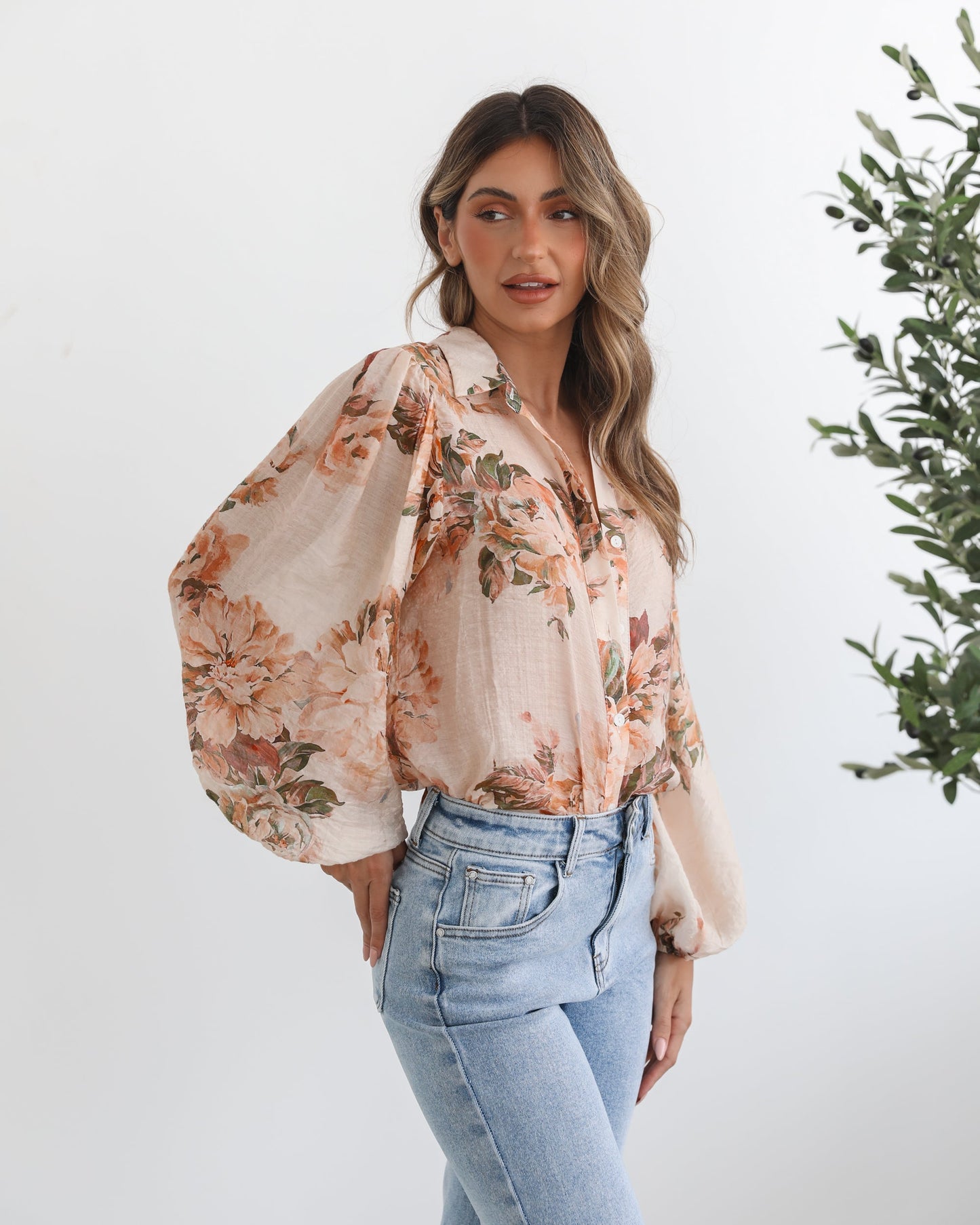 Veiga Blouse - Cream Floral | Women's Floral Print Blouse