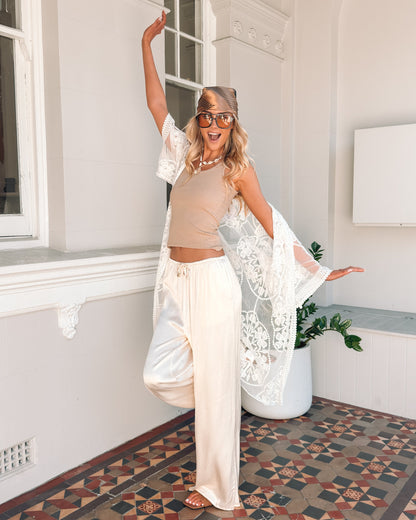 Vellora White Lace Kimono | Women's Lace Kimono