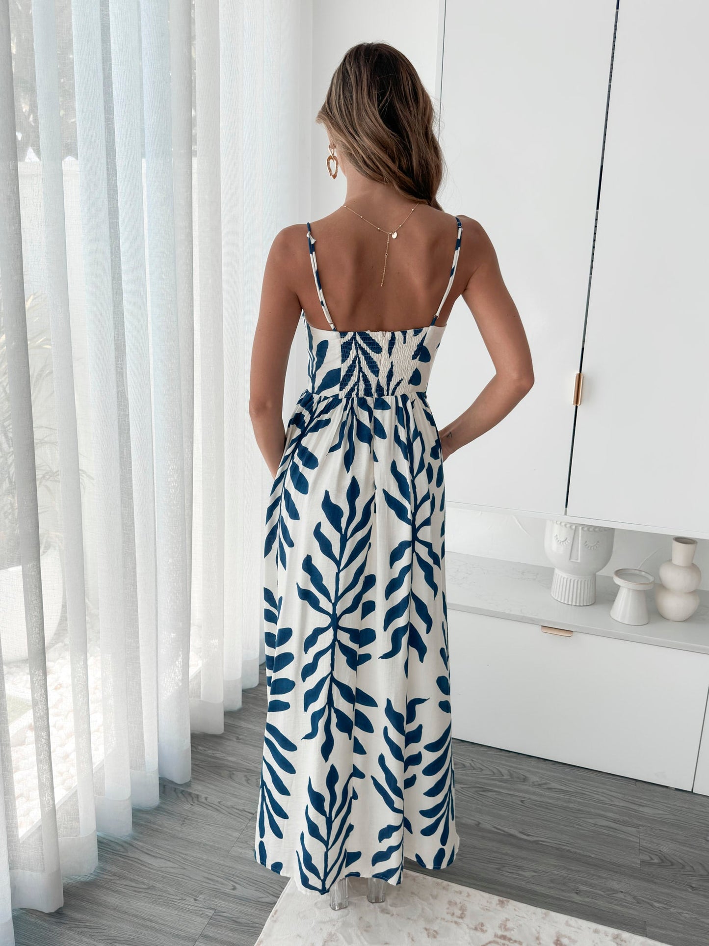 Vyraiah Beige Print Dress | Women's Printed Midi Dress