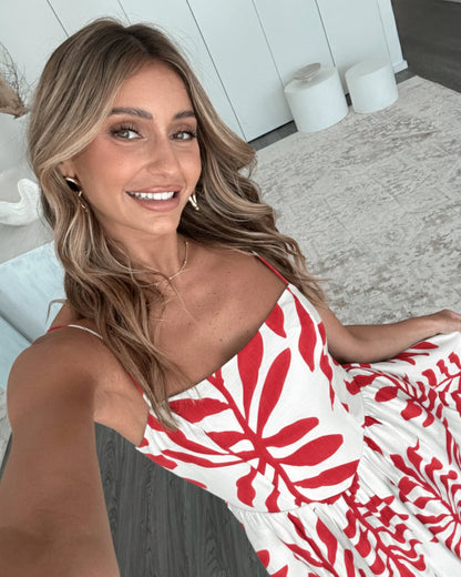 Vyraiah Red Print Dress | Women's Printed Midi Dress