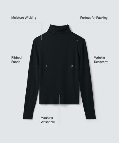 Women's Rib Turtle Neck Long Sleeve