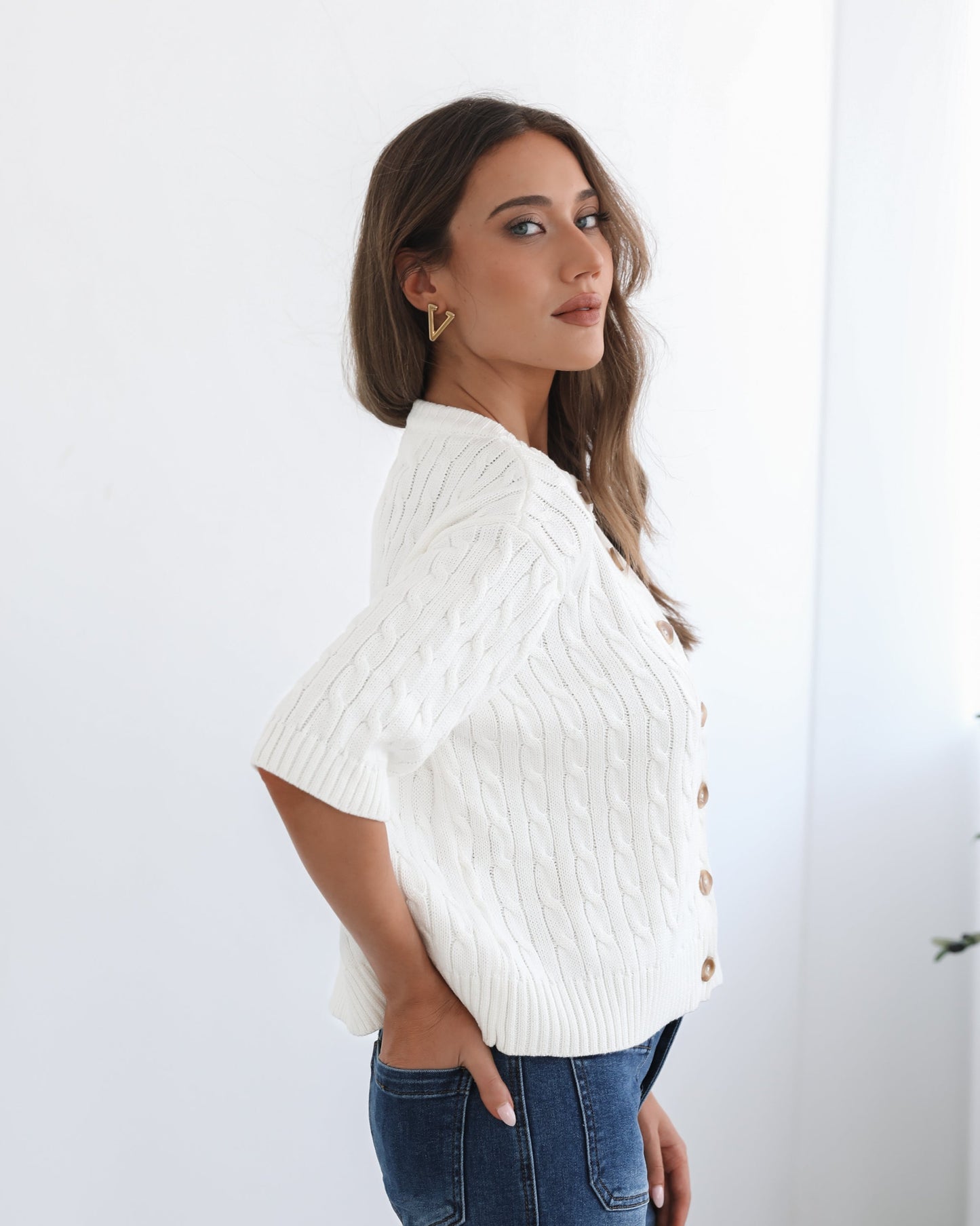 Wynter White Knit Top | Women's Cotton Knit Top