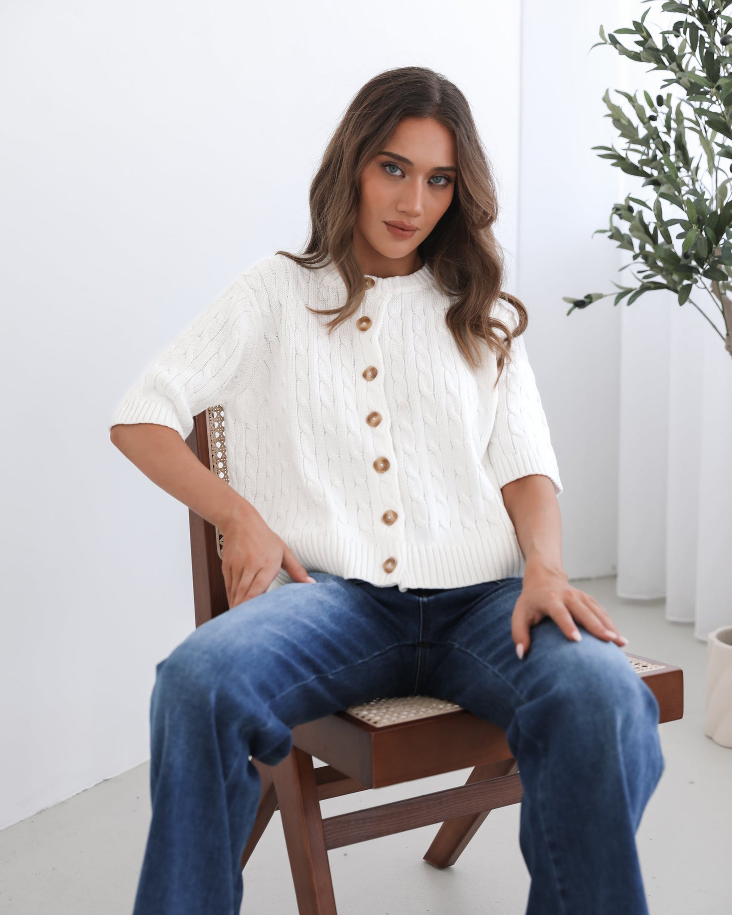 Wynter White Knit Top | Women's Cotton Knit Top