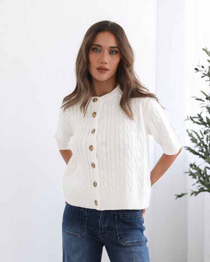 Wynter White Knit Top | Women's Cotton Knit Top