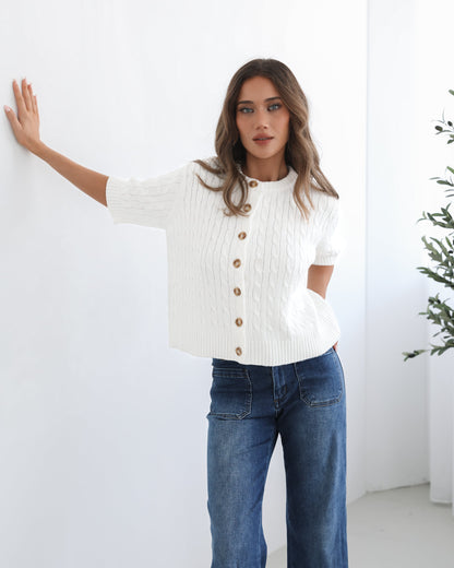 Wynter White Knit Top | Women's Cotton Knit Top