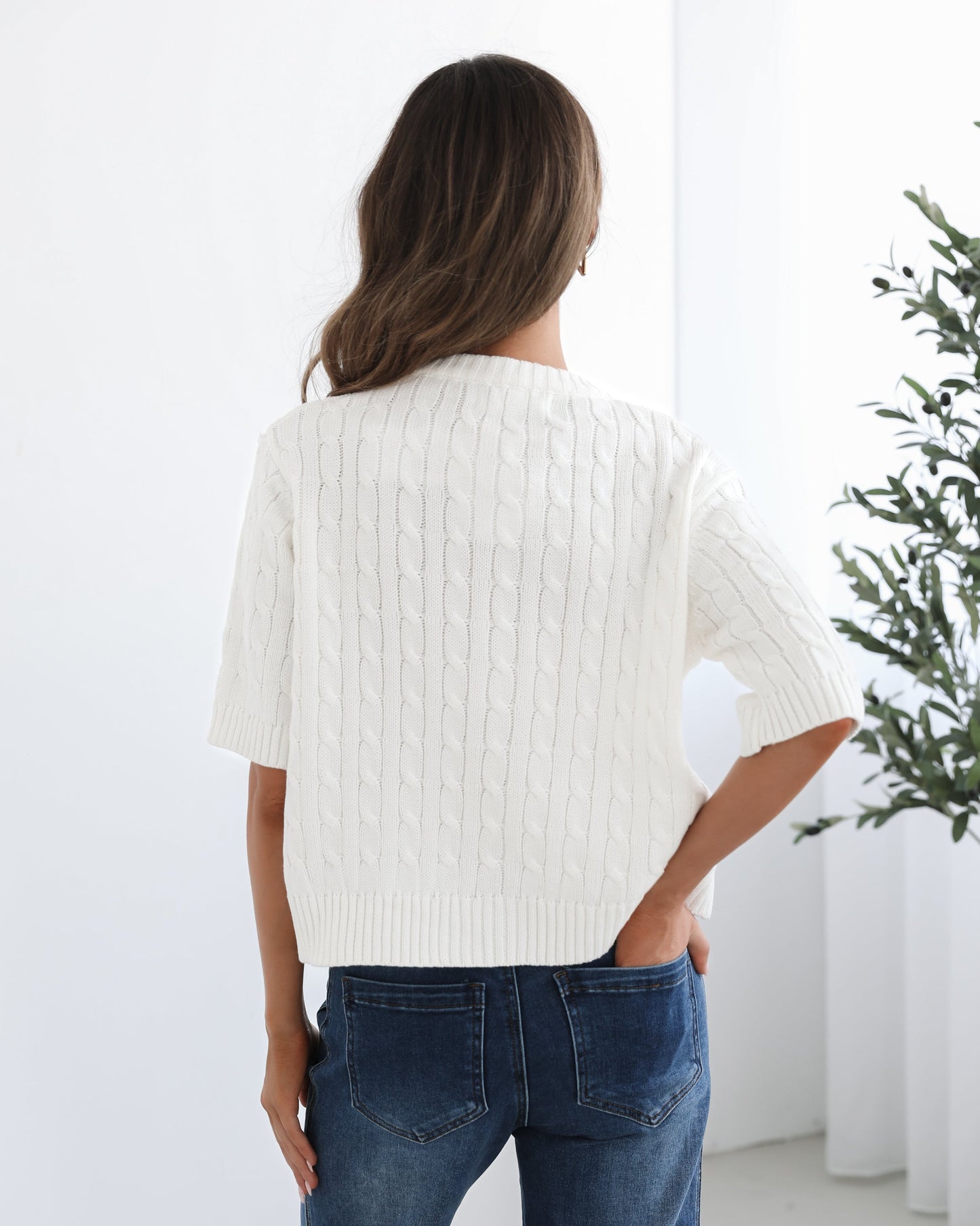 Wynter White Knit Top | Women's Cotton Knit Top