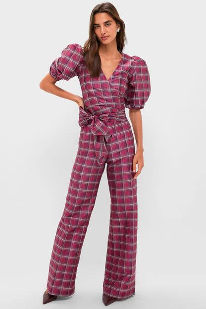 Berry Tartan Scarlett Wrap Top
