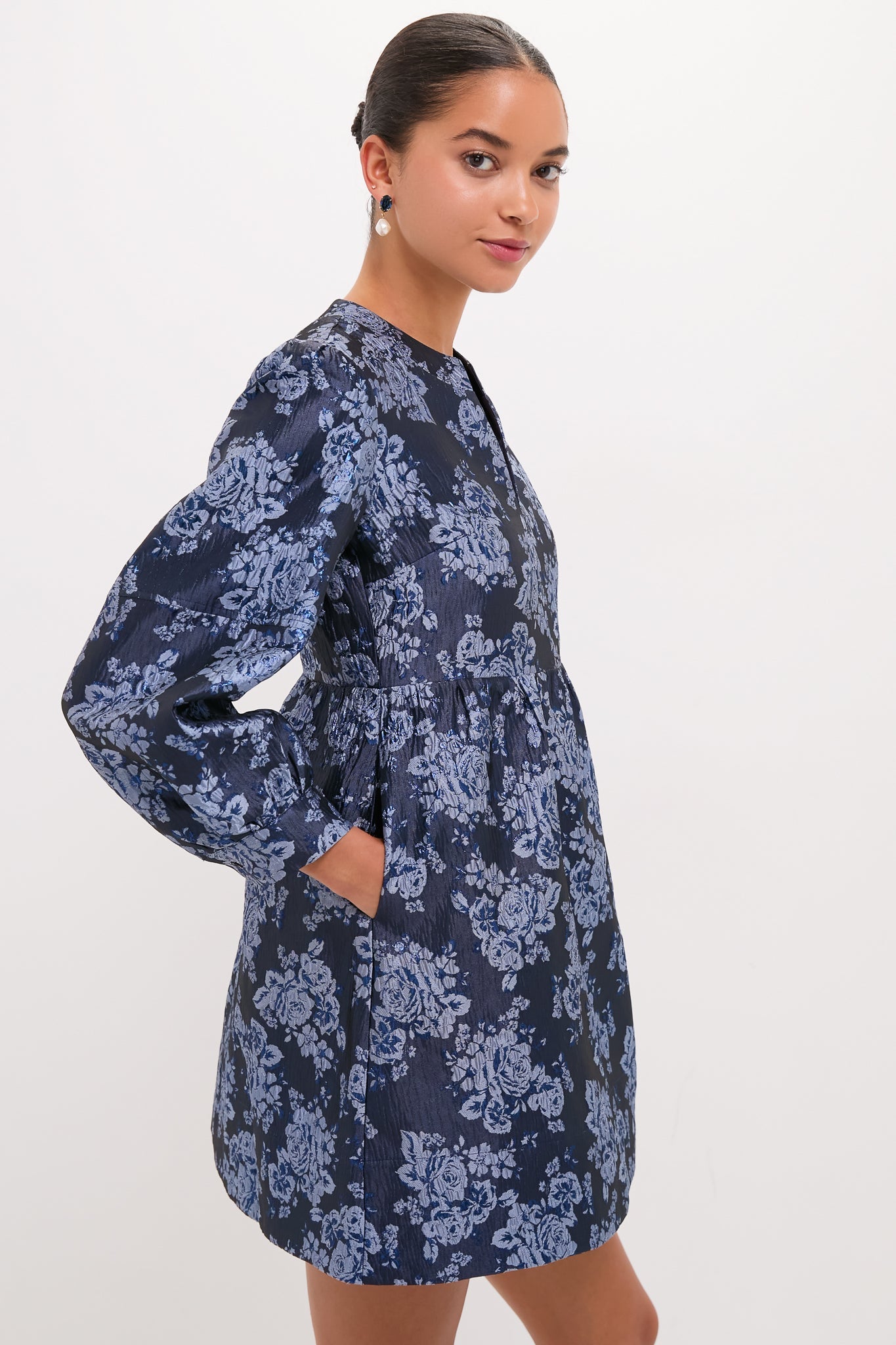 Blue Jacquard Cressida Mini Dress