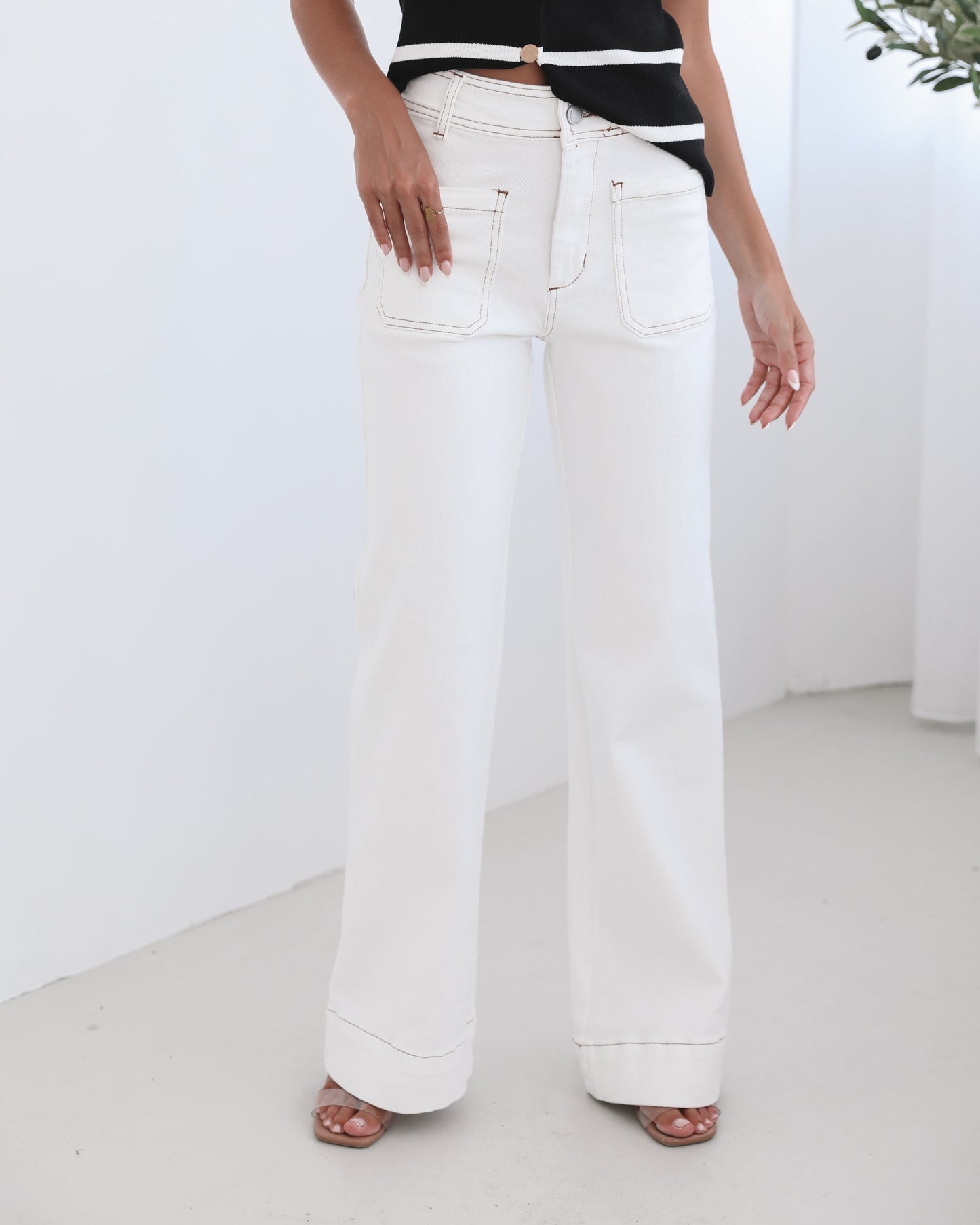Yzabel Jeans - White Denim | Women's High Waist Wide Leg Jeans