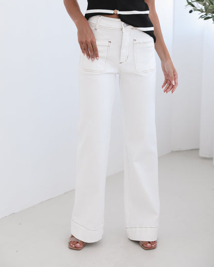 Yzabel Jeans - White Denim | Women's High Waist Wide Leg Jeans