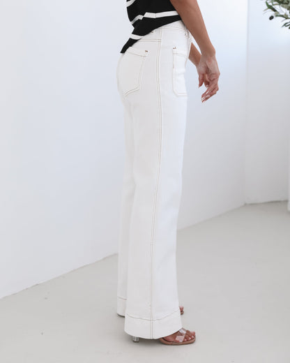 Yzabel Jeans - White Denim | Women's High Waist Wide Leg Jeans