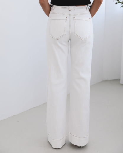 Yzabel Jeans - White Denim | Women's High Waist Wide Leg Jeans