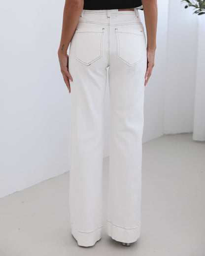 Yzabel Jeans - White Denim | Women's High Waist Wide Leg Jeans