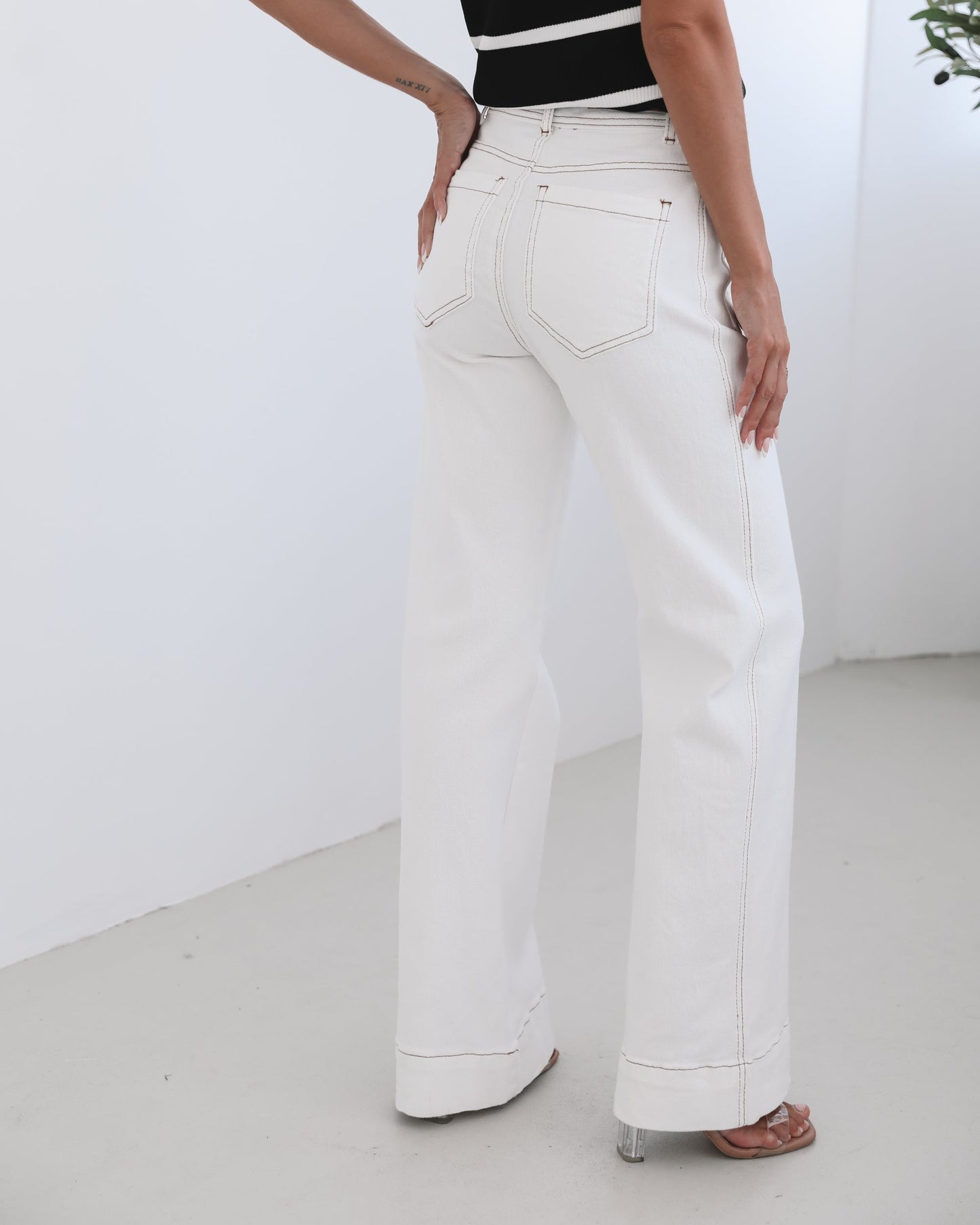 Yzabel Jeans - White Denim | Women's High Waist Wide Leg Jeans