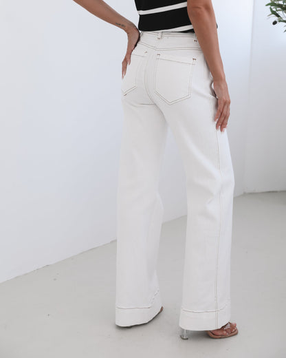 Yzabel Jeans - White Denim | Women's High Waist Wide Leg Jeans