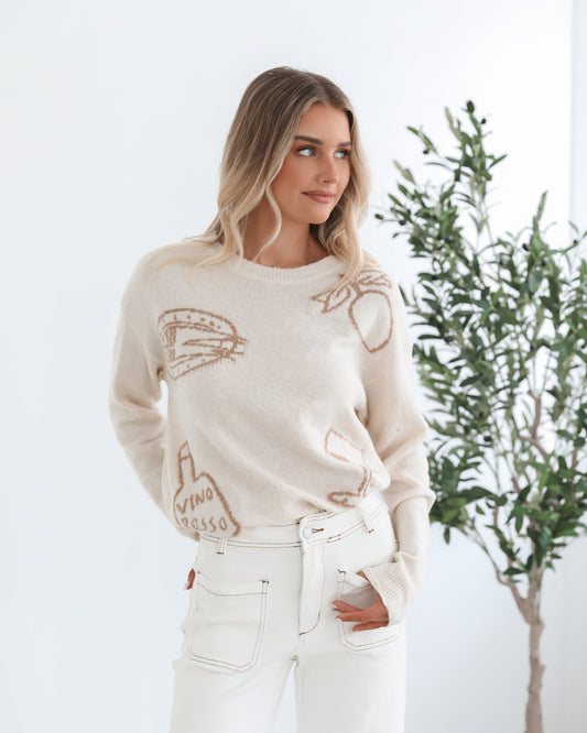 Zamarron Cream Print Knit | Women's Knit Jumper