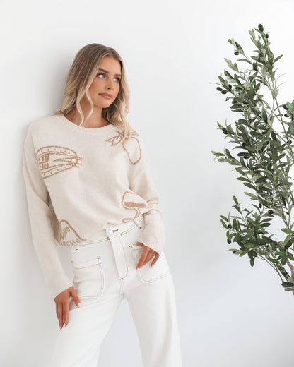 Zamarron Cream Print Knit | Women's Knit Jumper