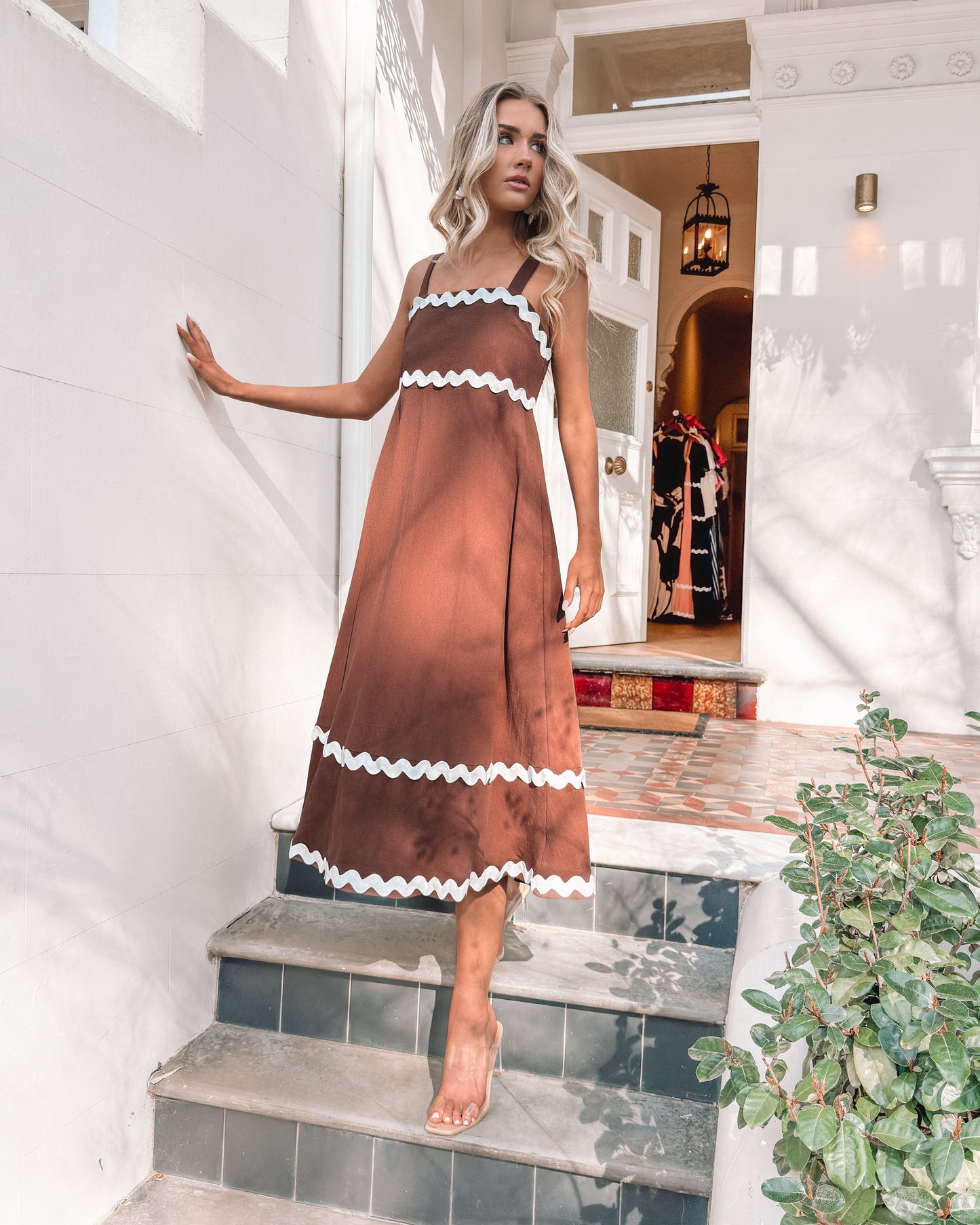 Zarienne Choc Multi Dress | Women's Cotton Midi Dress