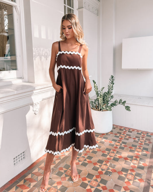 Zarienne Choc Multi Dress | Women's Cotton Midi Dress