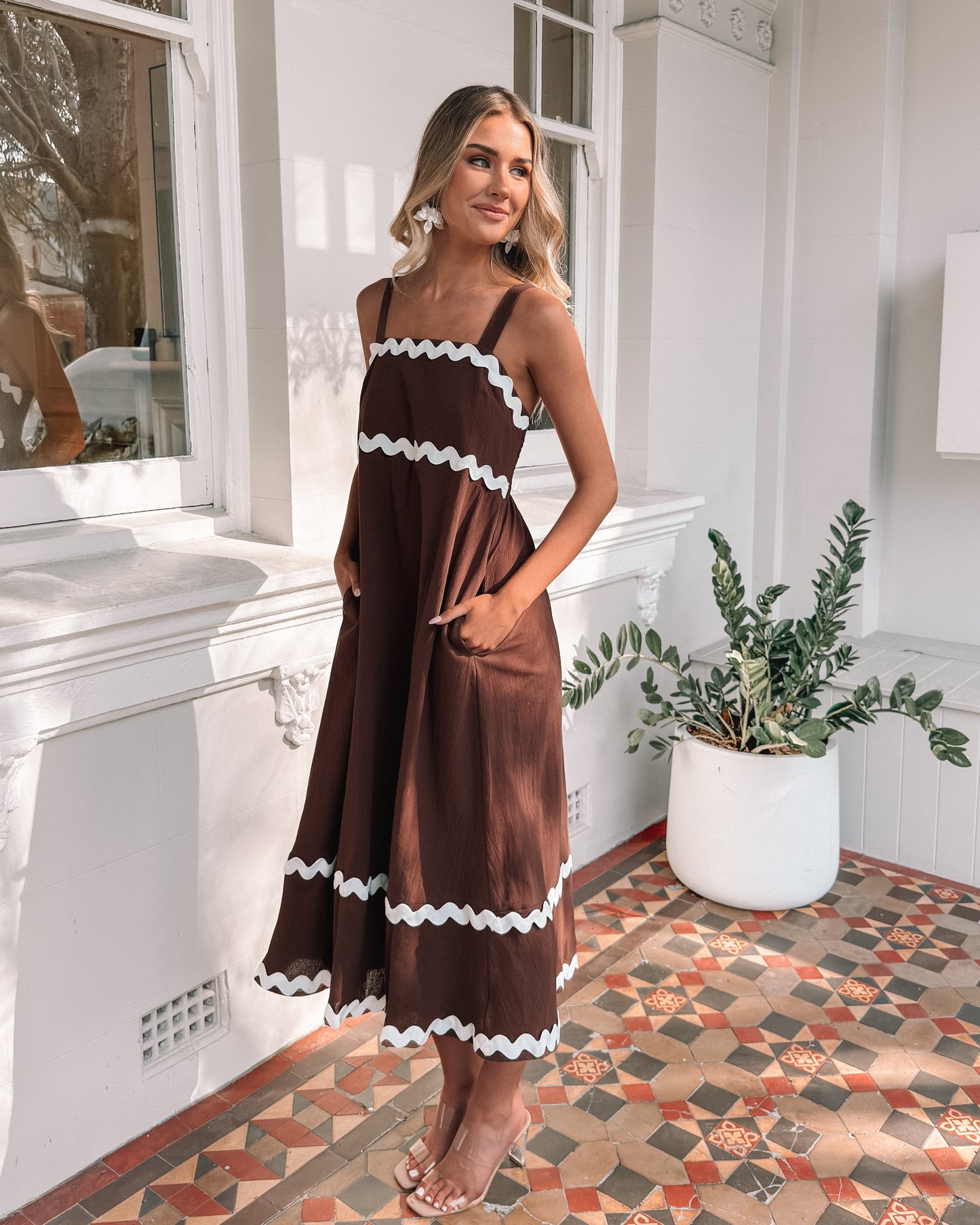 Zarienne Choc Multi Dress | Women's Cotton Midi Dress