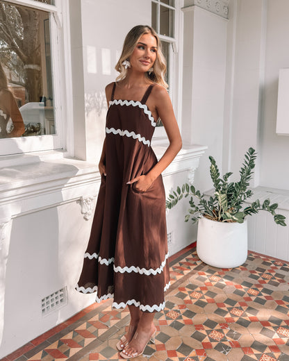 Zarienne Choc Multi Dress | Women's Cotton Midi Dress