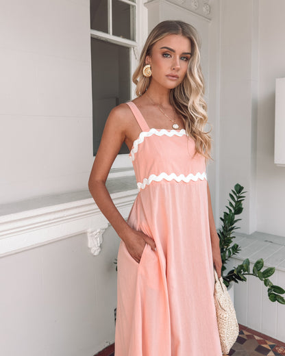 Zarienne Pink Multi Dress | Women's Cotton Midi Dress