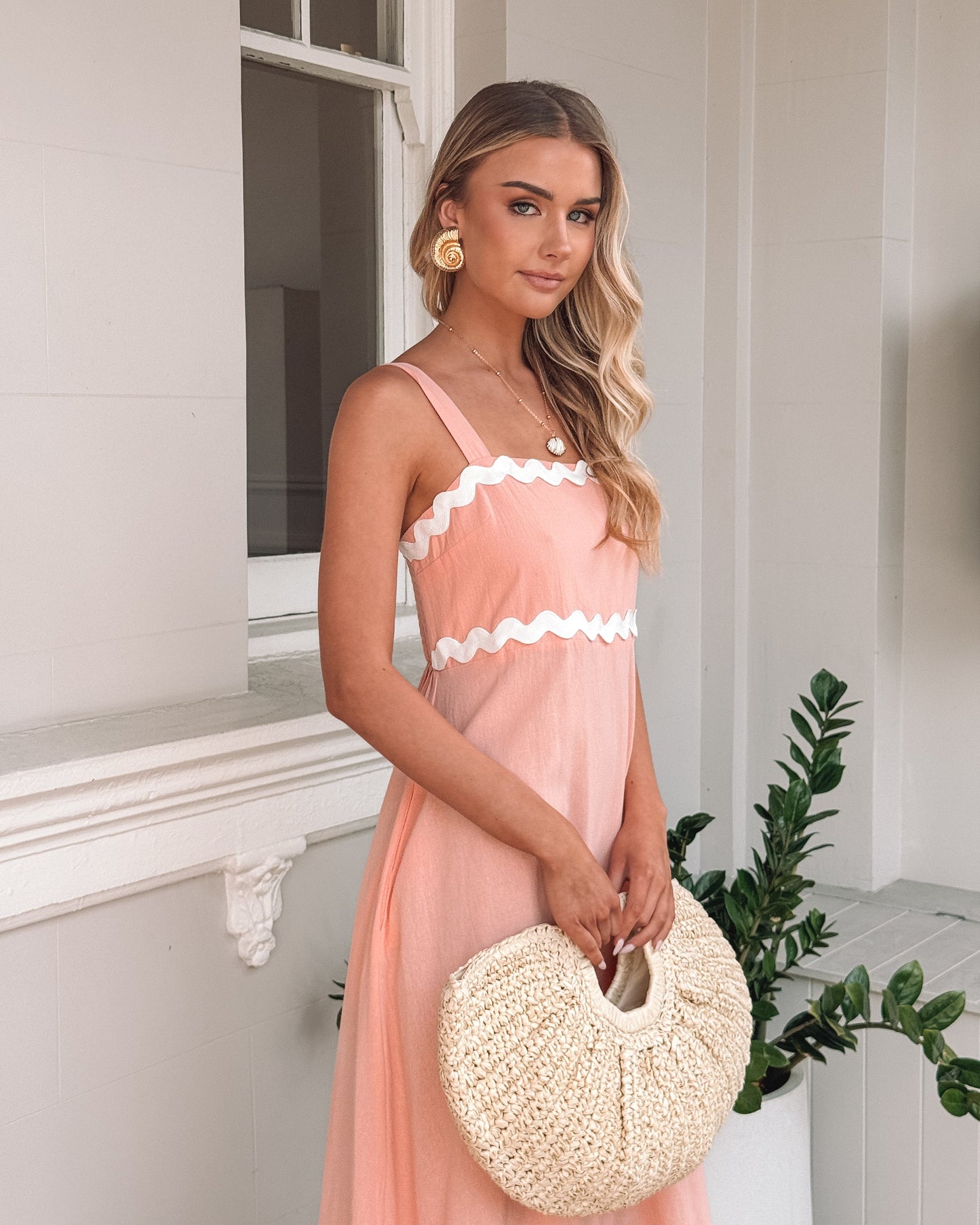 Zarienne Pink Multi Dress | Women's Cotton Midi Dress