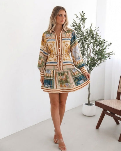 Zetian Dress - Multi Print | Women's Printed Shirt Dress