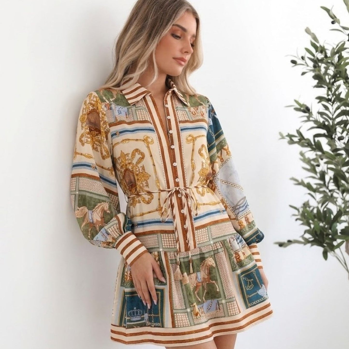 Zetian Dress - Multi Print | Women's Printed Shirt Dress