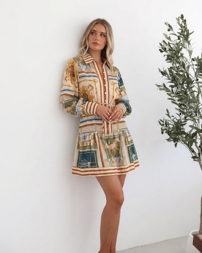 Zetian Dress - Multi Print | Women's Printed Shirt Dress
