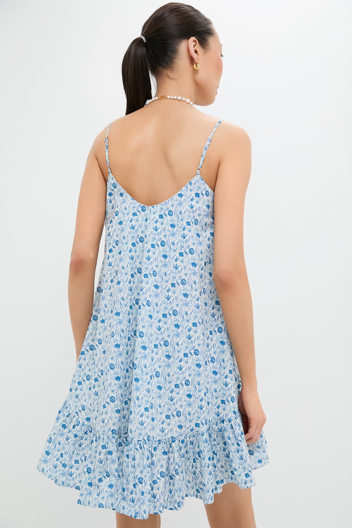 Blue & White Ditsy Floral Bayberry Mini Dress