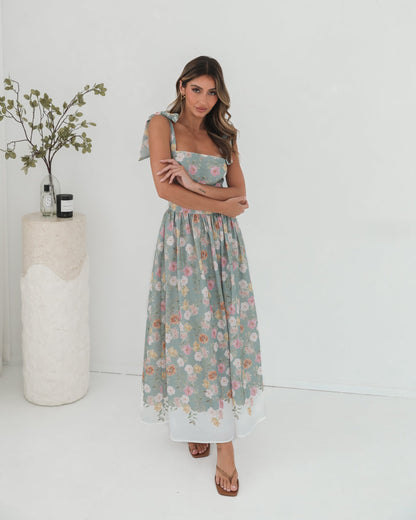 Zyrelise Dress - Mint Floral | Women's Floral Maxi Dress