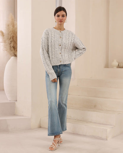 Zyrenia Grey Cardigan | Women's Knit Cardigan