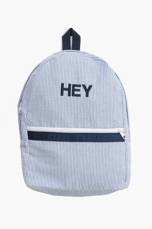 Blue Seersucker Backpack