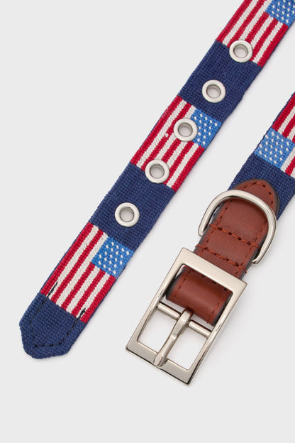 American Flag Needlepoint Dog Collar