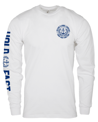 Anchor Crest Long Sleeve T-Shirt - White & Navy