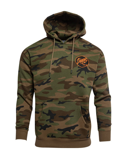 Black & Orange Esso Pullover Hoodie - Green Camo