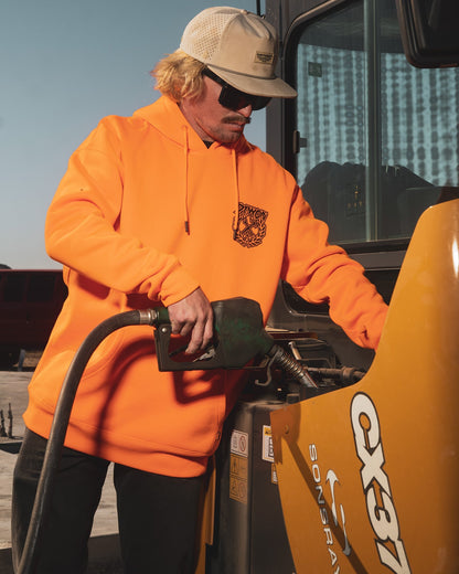 Black Party Crest Pullover Hoodie - Safety Orange